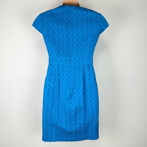 Adrianna Papell Womens Cap Sleeve Textured Sheath Dress Turquoise Blue size 14 - Picture 4 of 11